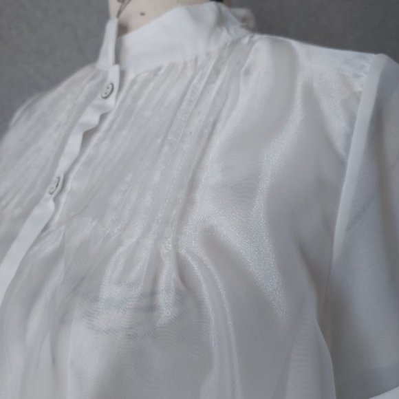 NWoT Lady Ribbon Embroidered Floral Layered Shirt Mini Dress Button White - Picture 6 of 13